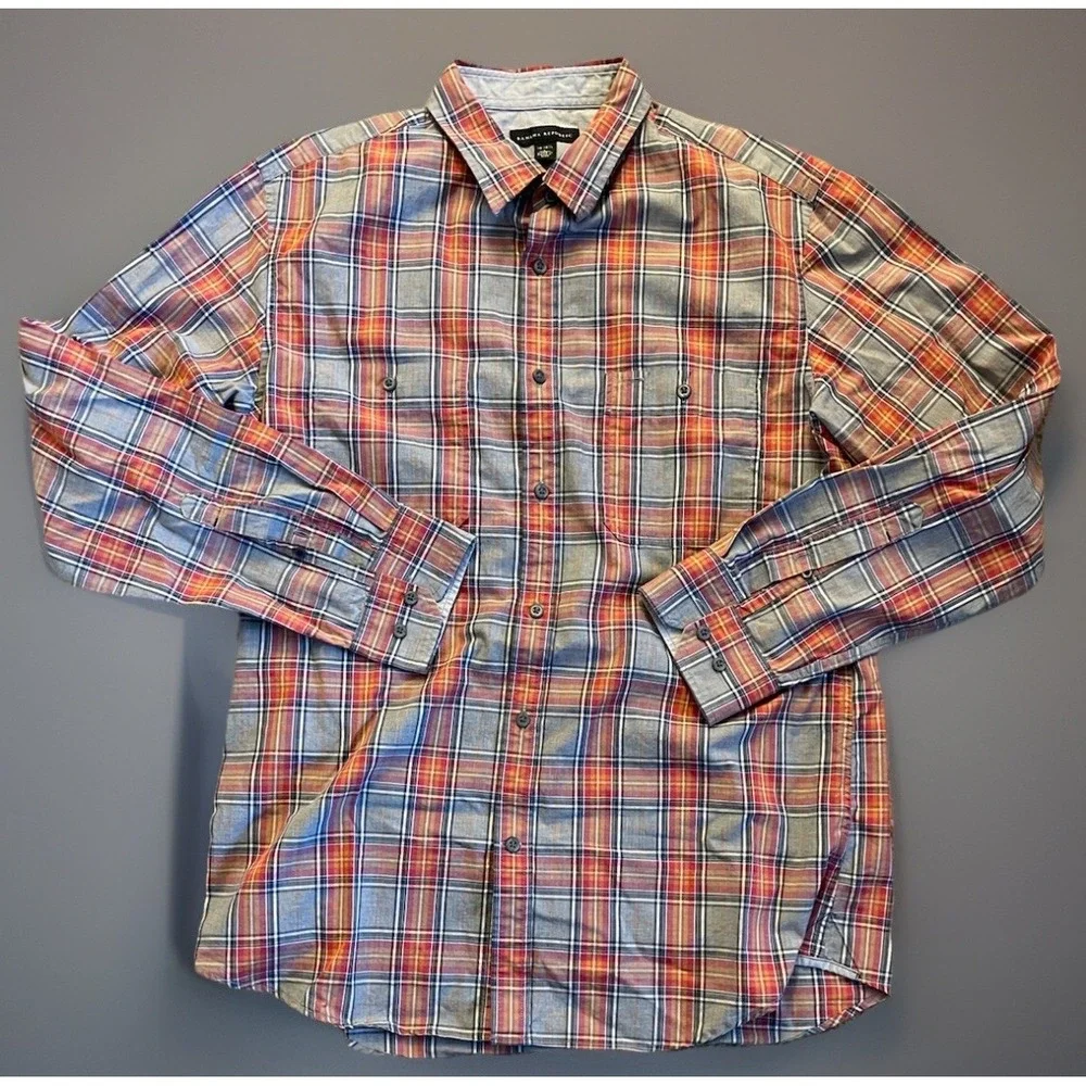 Banana Republic Long Sleeve Button Up Shirt Multi Color Tartan Plaid Large JBHS